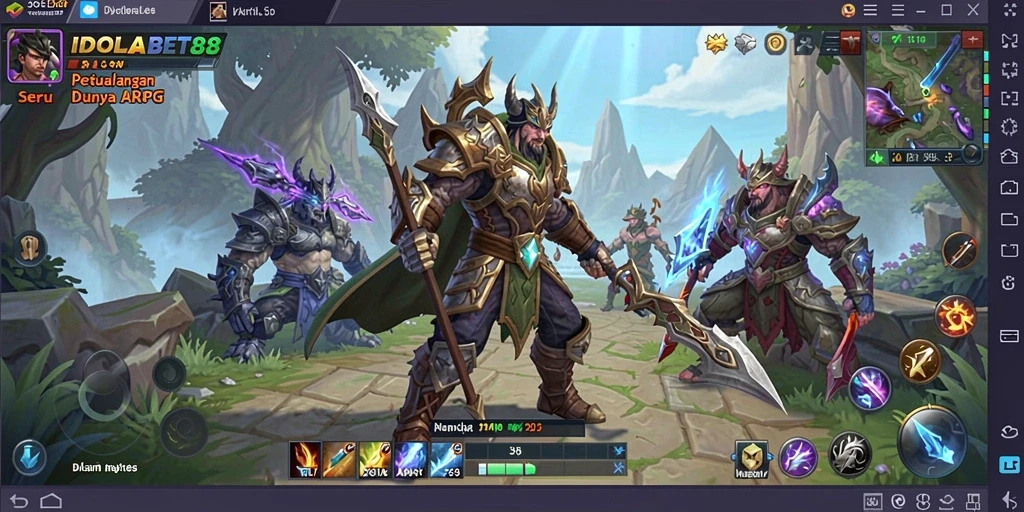 Tampilan gameplay seru dalam dunia IDOLABET88 dengan berbagai karakter unik.