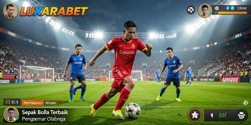 Tampilan gameplay menarik di LUXARABET dengan aksi sepak bola yang seru.