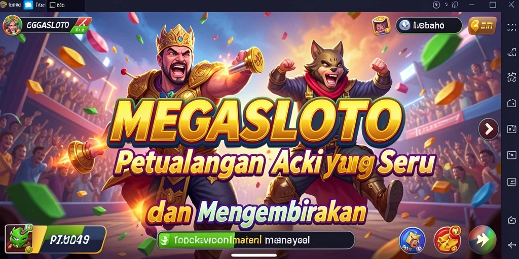 Tampilan utama gameplay MEGASLOTO yang menegangkan dan penuh aksi.