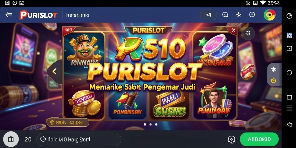 Screenshot gameplay PURISLOT menampilkan mesin Slot yang penuh warna dan animasi menarik.