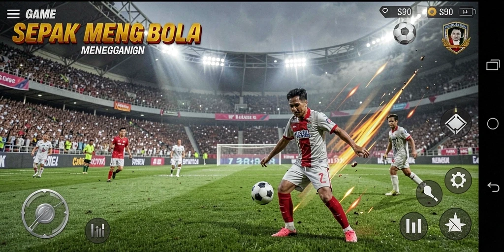 Tampilan gameplay S80 saat pertandingan sepak bola yang mendebarkan.