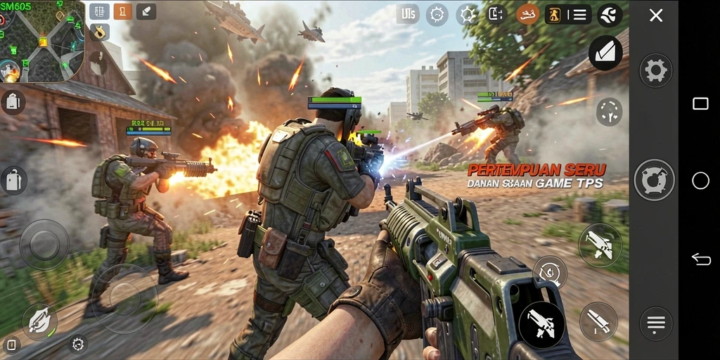 Tampilan aksi seru dalam gameplay SM605 yang intens.